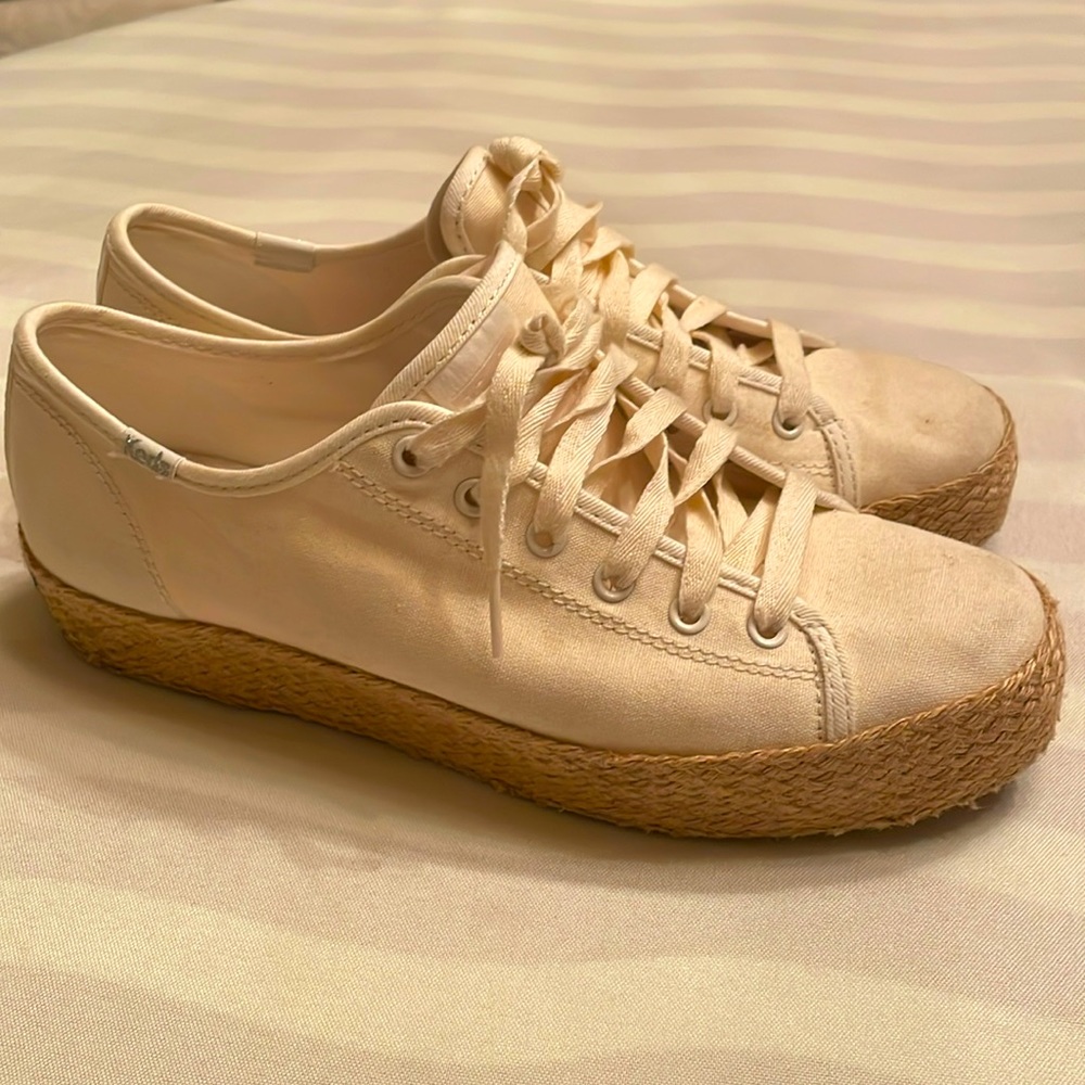 8.5 Keds Cream Jute Braided Canvas Trip Kicks Platform Sneaks
